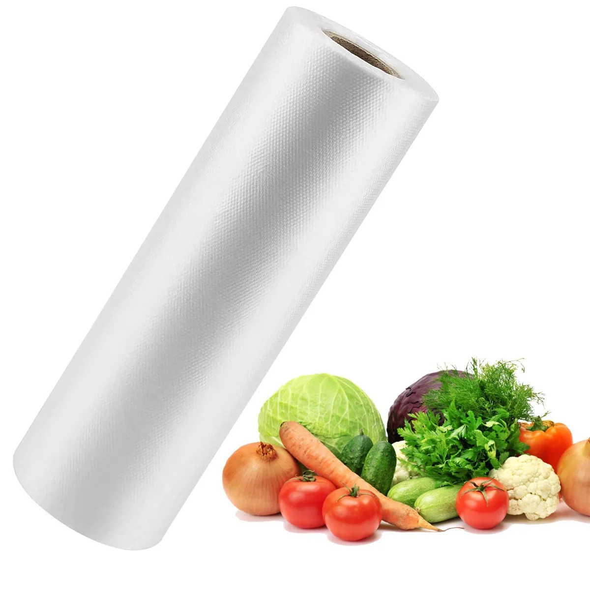 Roll of 350 clear plastic produce bags 12 by 16 inches on perforated roll