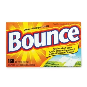 Carton containing six boxes of Bounce fabric softener sheets