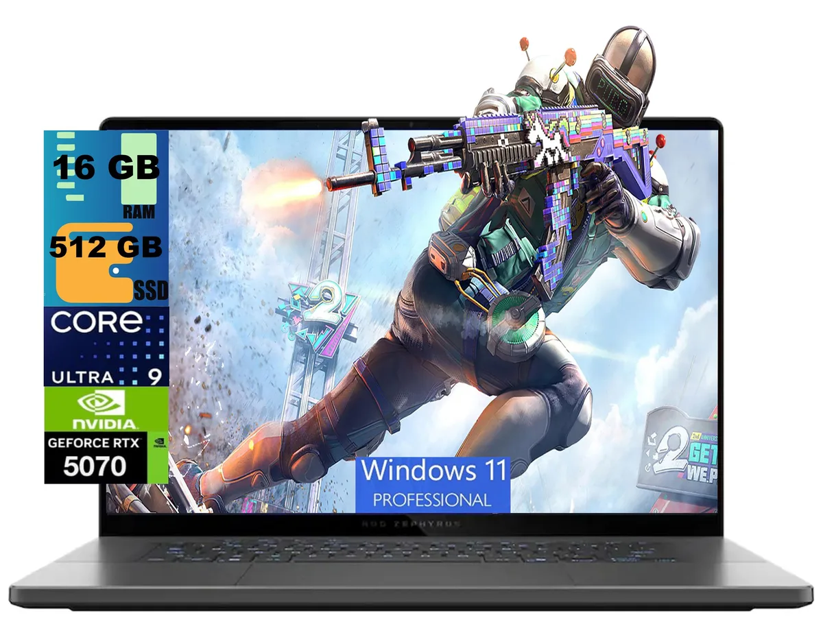 ASUS ASUS ROG Zephyrus G16 laptop Ultra 9 285H RTX 5070 16GB 512GB 16" 2.5k OLED 240Hz — product photo