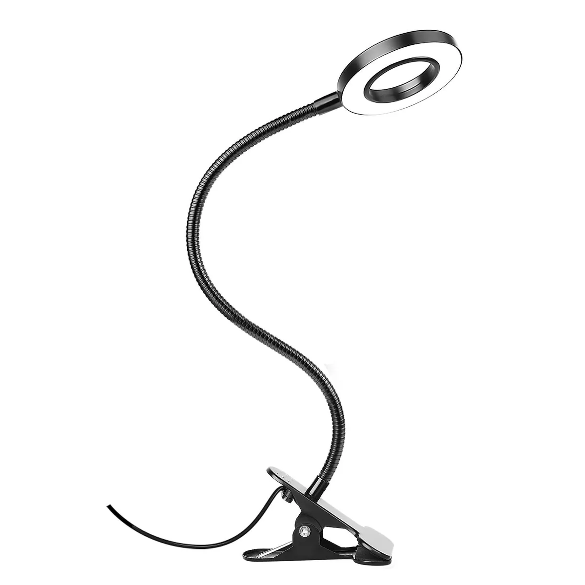  Woputne HL-TJ8010A-2 LED light fixture, 5 W, 125 VAC, 360° neck, 20.32 × 33.02 × 43.18 cm, black — product photo
