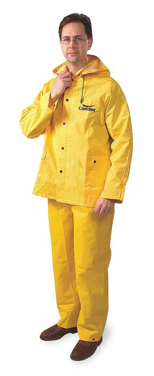 Condor Condor 1FBB6 3-Piece Rainsuit with Detachable Hood Yellow 5XL — product photo