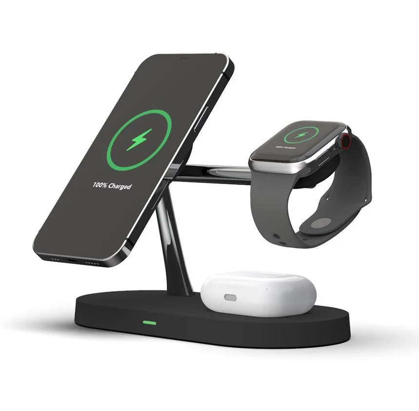 Gemdeck Gemdeck 3-in-1 MagSafe Charger Stand Black iPhone 12/13/14 Watch AirPods — product photo