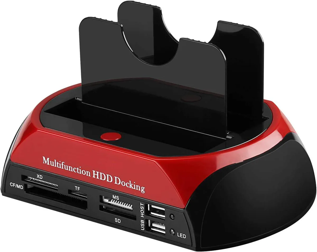 BONAEVER BONAEVER Hard Drive Docking Station USB 2.0 SATA IDE Dual Slots Card Reader Hub Black — product photo