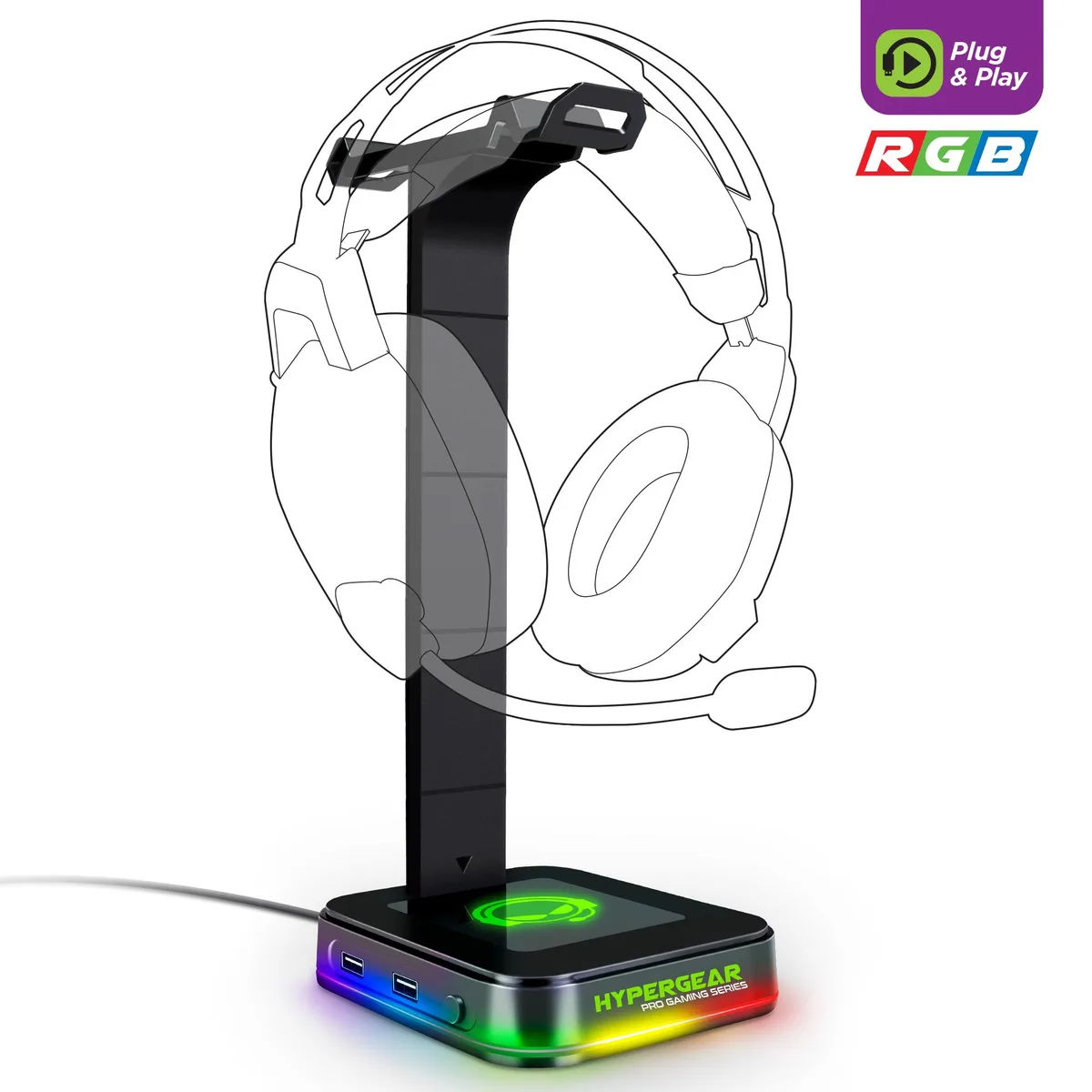 HyperGear HyperGear RGB Command Station Dual Headset Stand 15624 — product photo