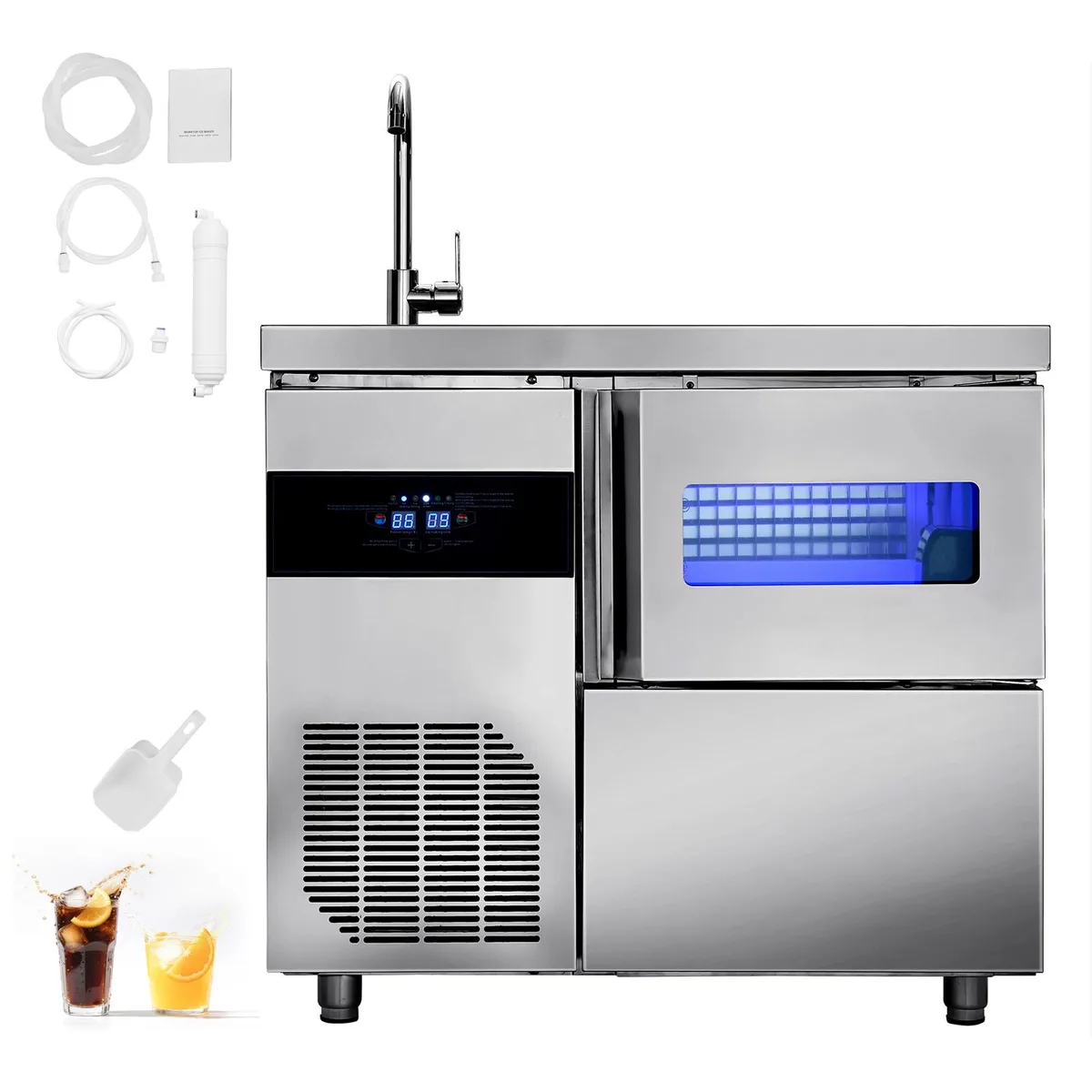 VEVOR VEVOR SY60N Commercial Ice Maker 132 lbs 30 lbs Storage 70 Cubes — product photo