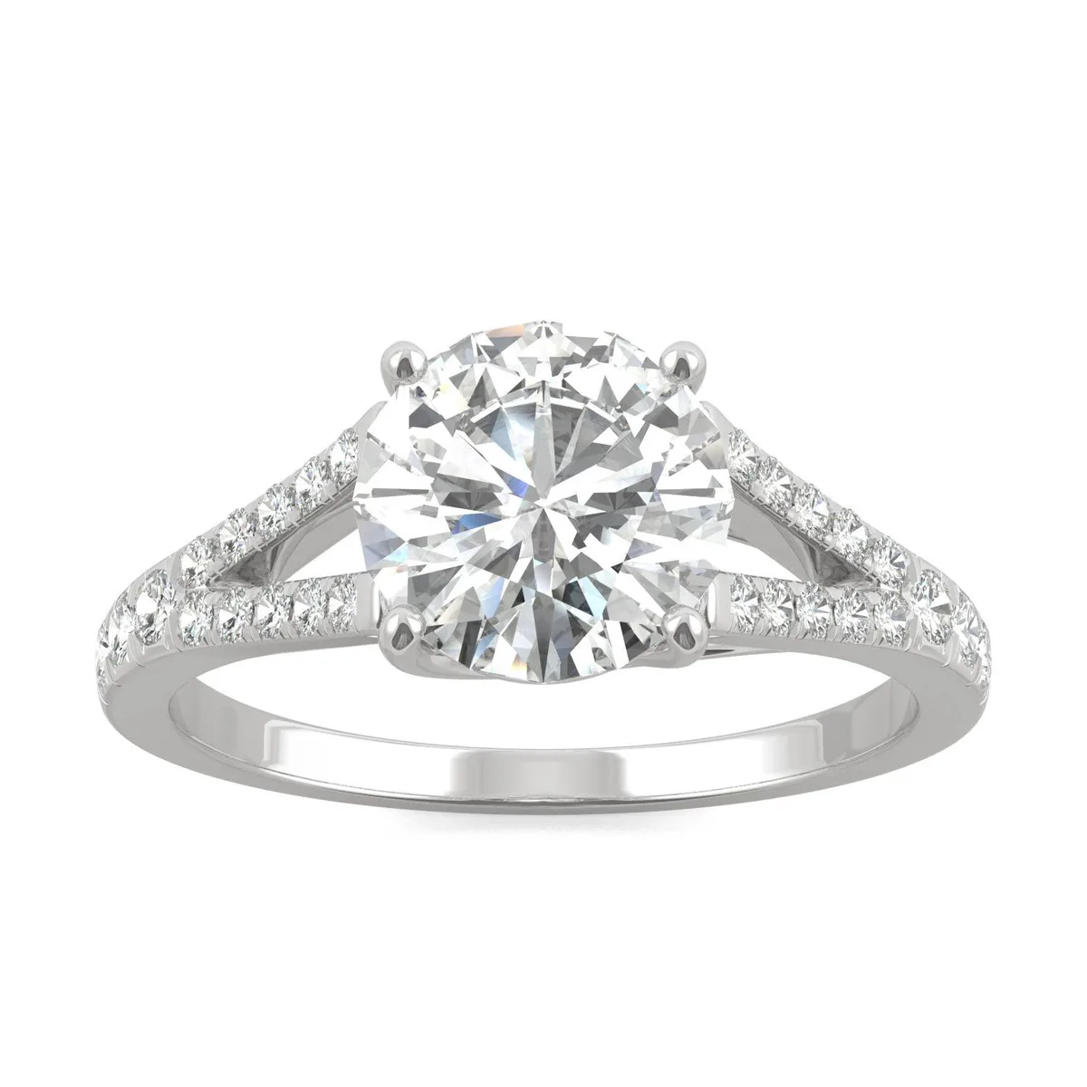 Charles &amp; Colvard Charles &amp; Colvard 8mm Round Moissanite Engagement Ring 14K White Gold Size 9 2.24cttw DEW — product photo