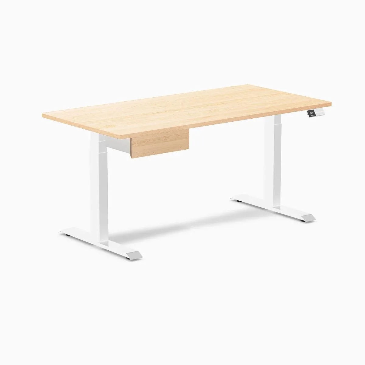 Desky Desky Dual Hardwood Standing Desk With Drawer Maple 60 x 30 in White — product photo