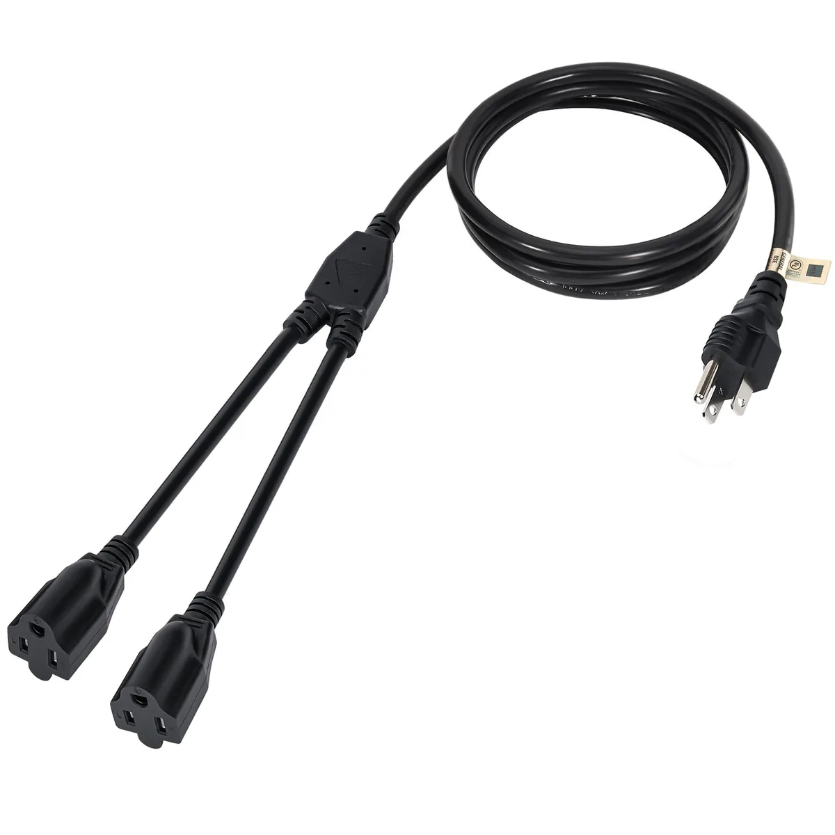  Elecan ZJ-3A Power Splitter Cord 3 ft 16 AWG 13 A 125 V Black — product photo