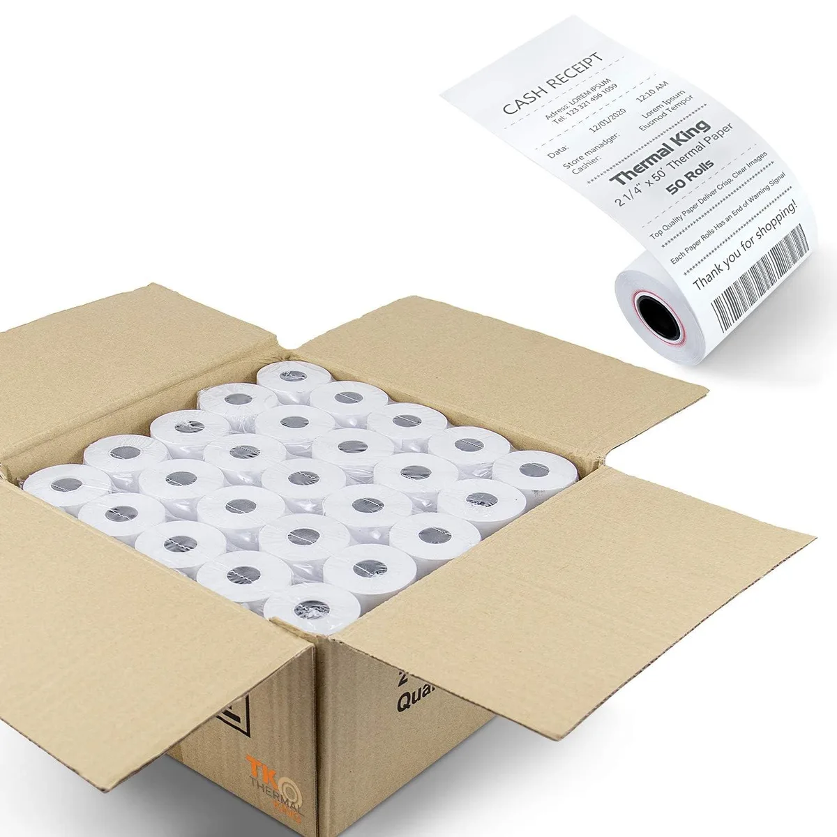  TK Thermal King P25 Receipt Paper 2.25" x 50' 50 Rolls — product photo