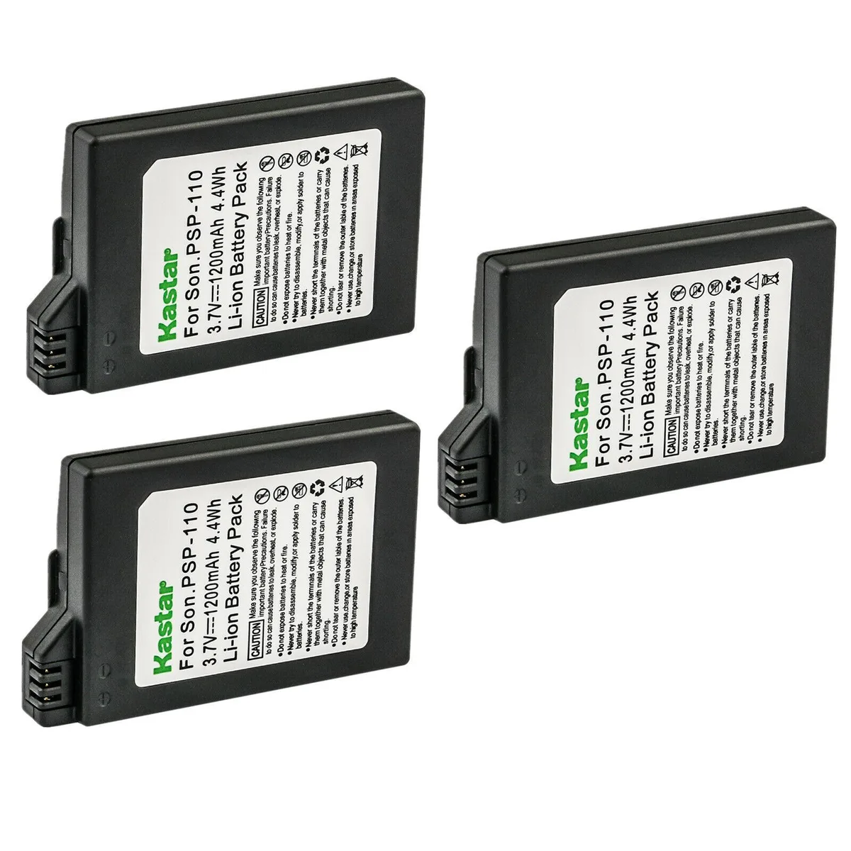 Kastar Kastar PSP-110S 3-pack Li-ion 3.7V 1200mAh 4.4Wh camera battery — product photo