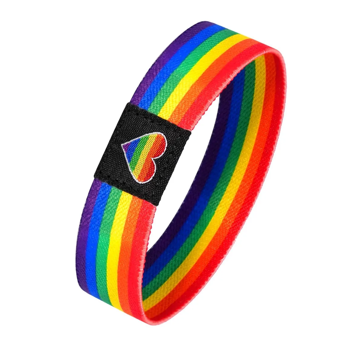  Nanafast Rainbow LGBT Pride Bracelet Black&amp;Rainbow 7.48 INCH — product photo