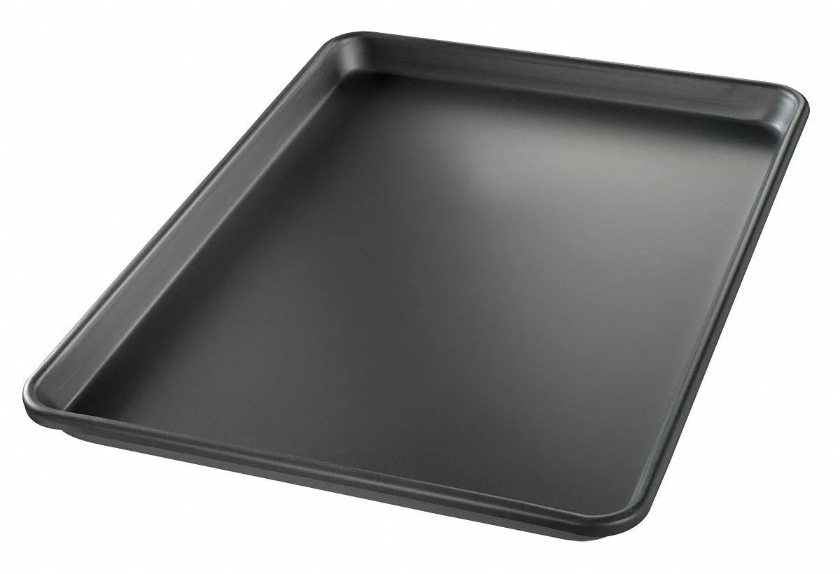 Anodized aluminum sheet pan, 18 by 13 inches, silver finish, closed bead edges