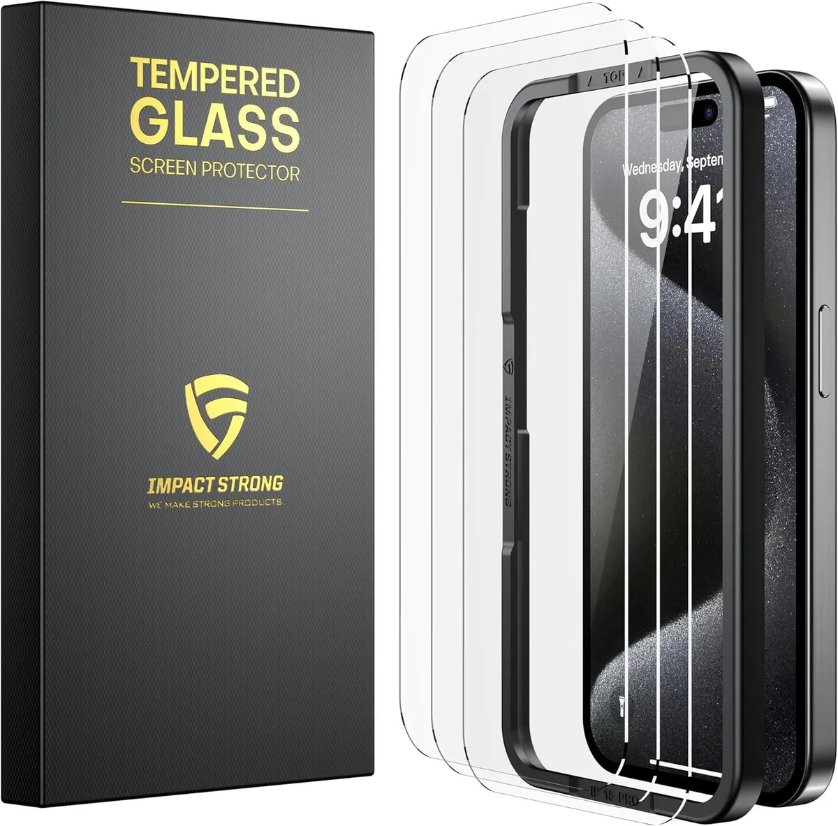 NuoTo NuoTo 3-Pack Shatterproof Tempered Glass Screen Protector iPhone 15 Pro 6.1 Inch — product photo