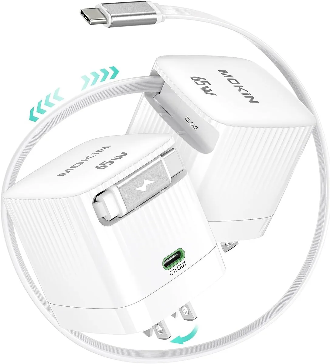 ONITOON ONITOON 65W GaN Retractable Wall Charger 70cm Cable — product photo