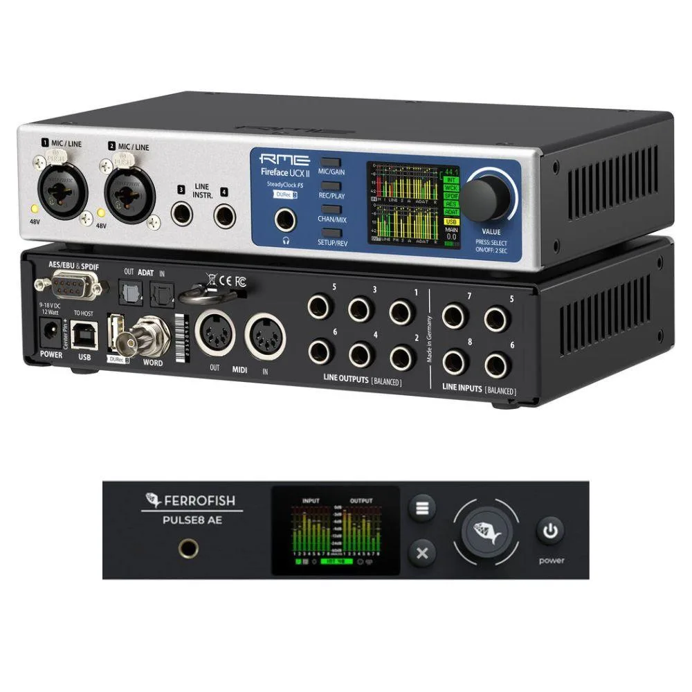RME RME Fireface UCX II 20x20 USB Audio/MIDI Interface with Ferrofish Pulse8 AE 8x8 AD/DA Converter — product photo