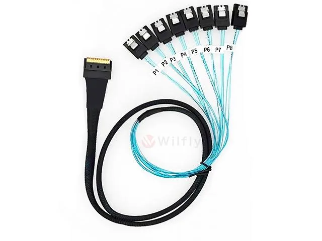 Wilfly Wilfly SFF-8654 8i 74Pin to 8 x SATA 7Pin 12Gbps 1m sata cable — product photo