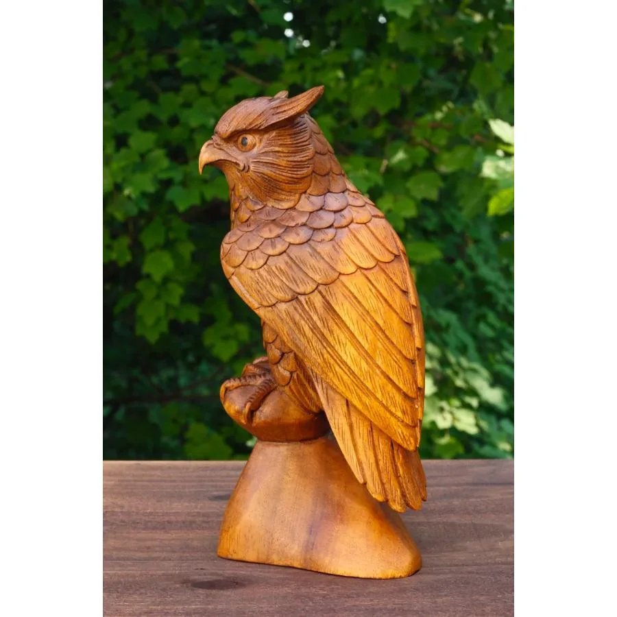 G6 Collection G6 Collection 12" Hand Carved Owl Statue Suar Wood Home Accent — product photo