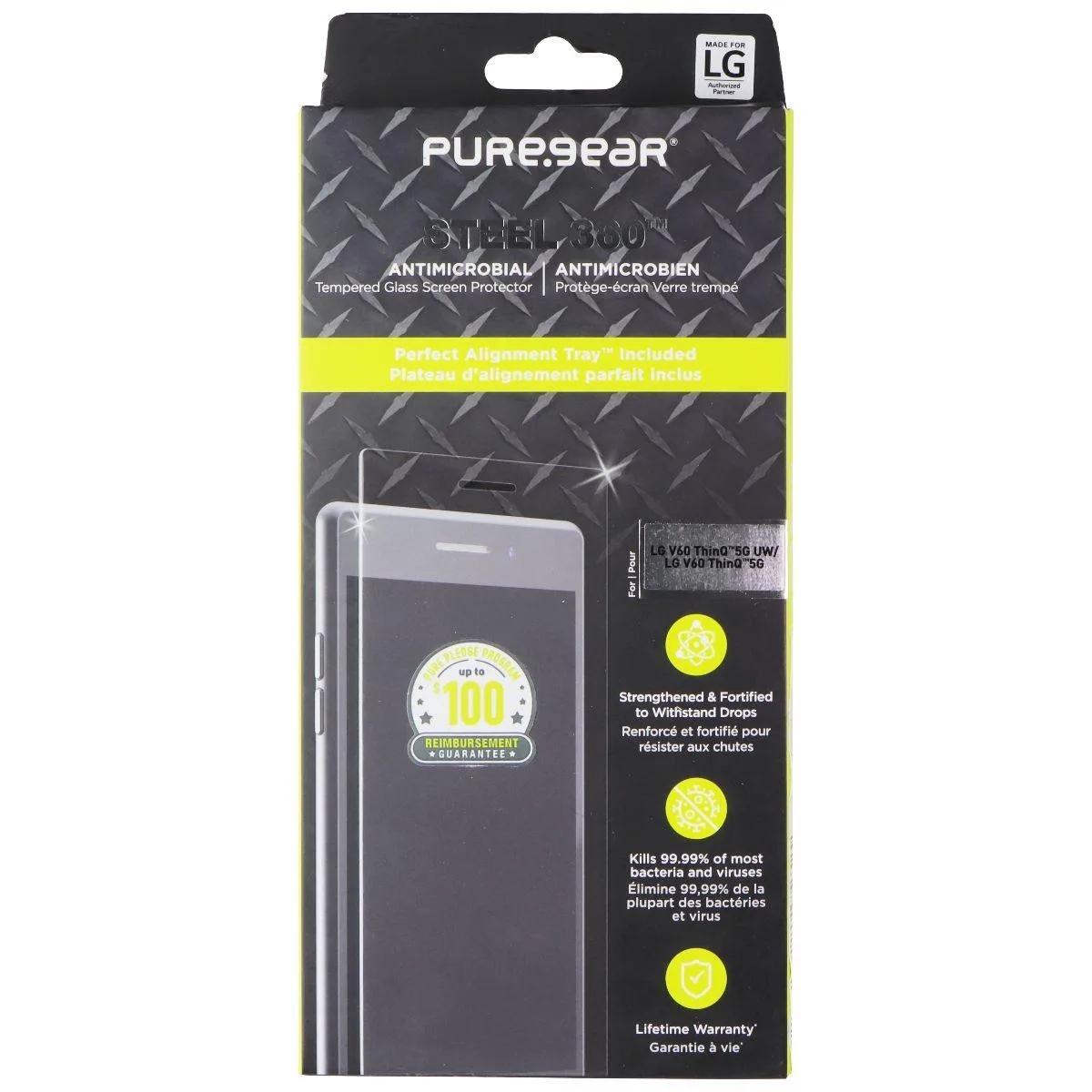 PureGear PureGear Steel 360 Screen Protector for LG V60 ThinQ 5G UW — product photo