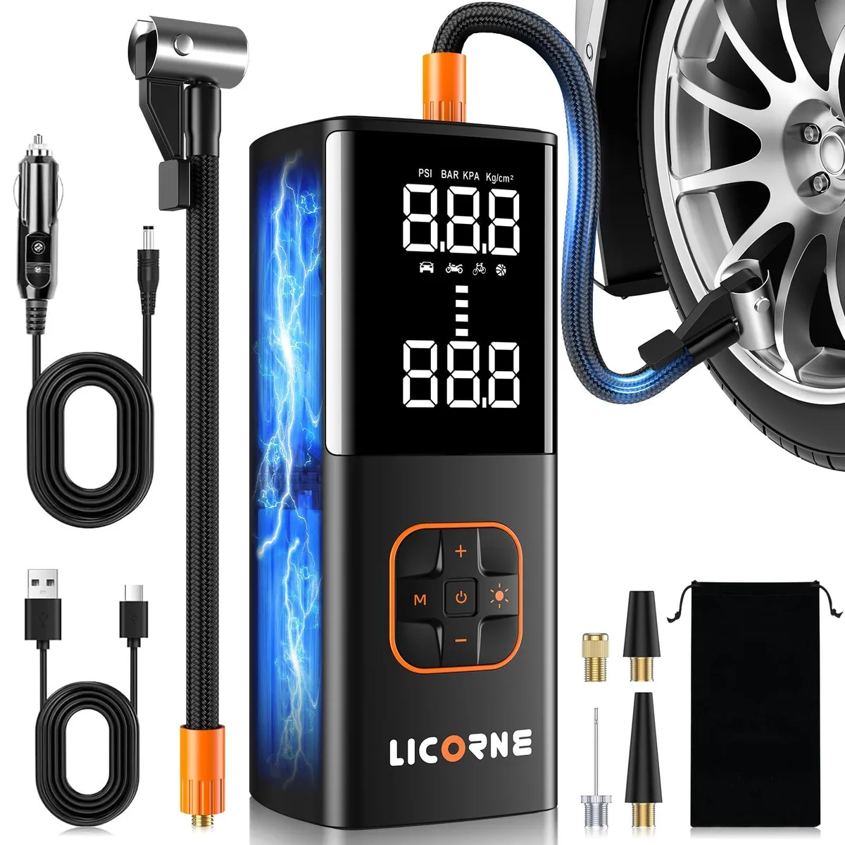  LICORNE Portable Air Compressor 180PSI Black — product photo