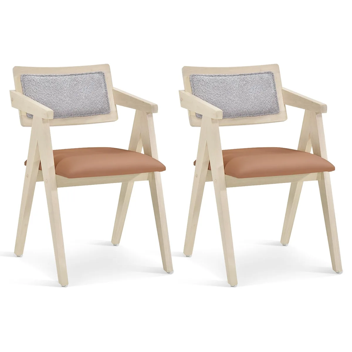 SlickBlue SlickBlue Mid Century Wooden Accent Chair Set of 2 Beige — product photo