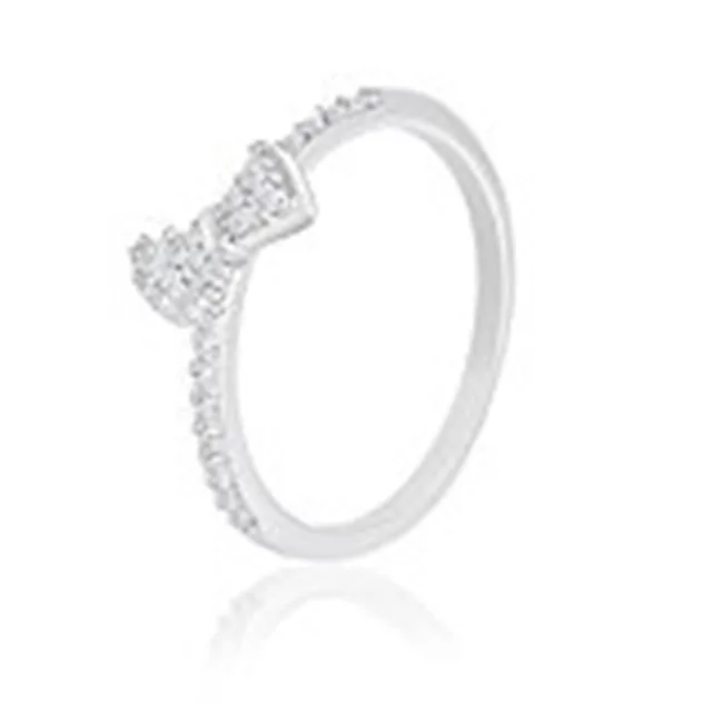 ORROUS &amp; CO ORROUS &amp; CO 18k White Gold Plated Cubic Zirconia Bow Ring — product photo