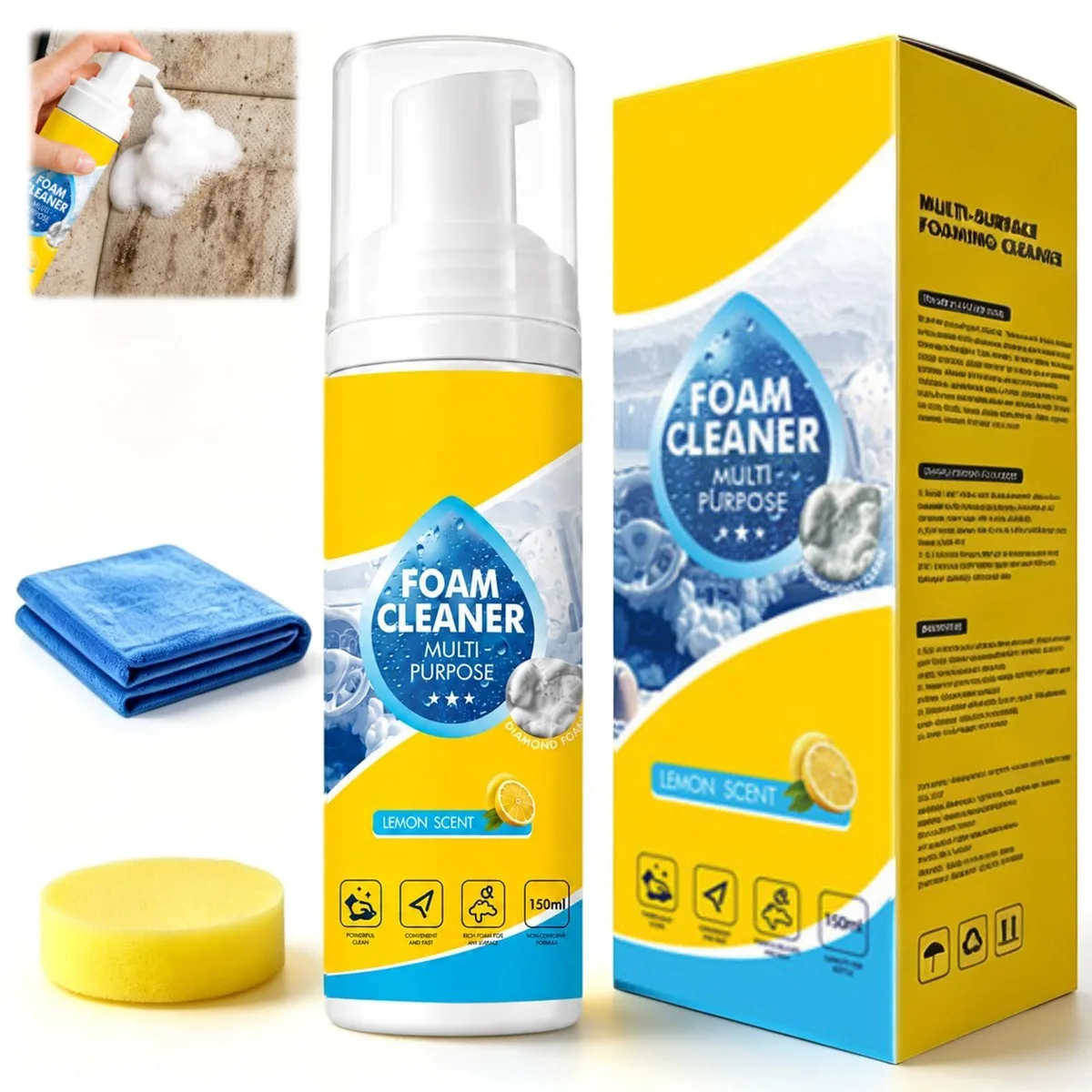  Vizela 4-in-1 Multi-Enzyme Foam Cleaner 150ml with Sponge and Towel — product photo