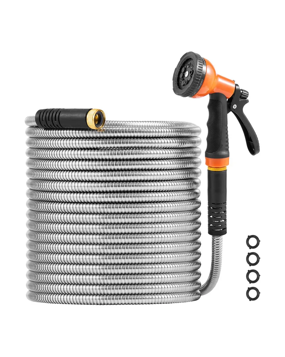 VEVOR VEVOR Metal Garden Hose 50 ft Stainless Steel 10 Function Nozzle — product photo