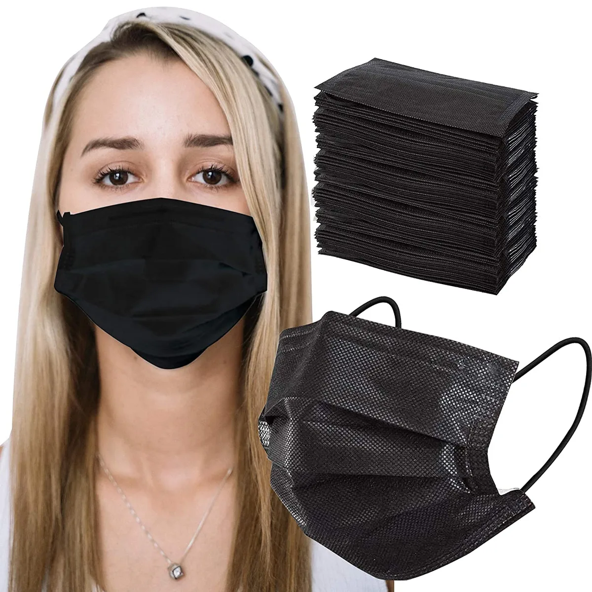 Ackmioxy Ackmioxy Disposable Face Mask 3-Ply Black 100pcs first aid — product photo