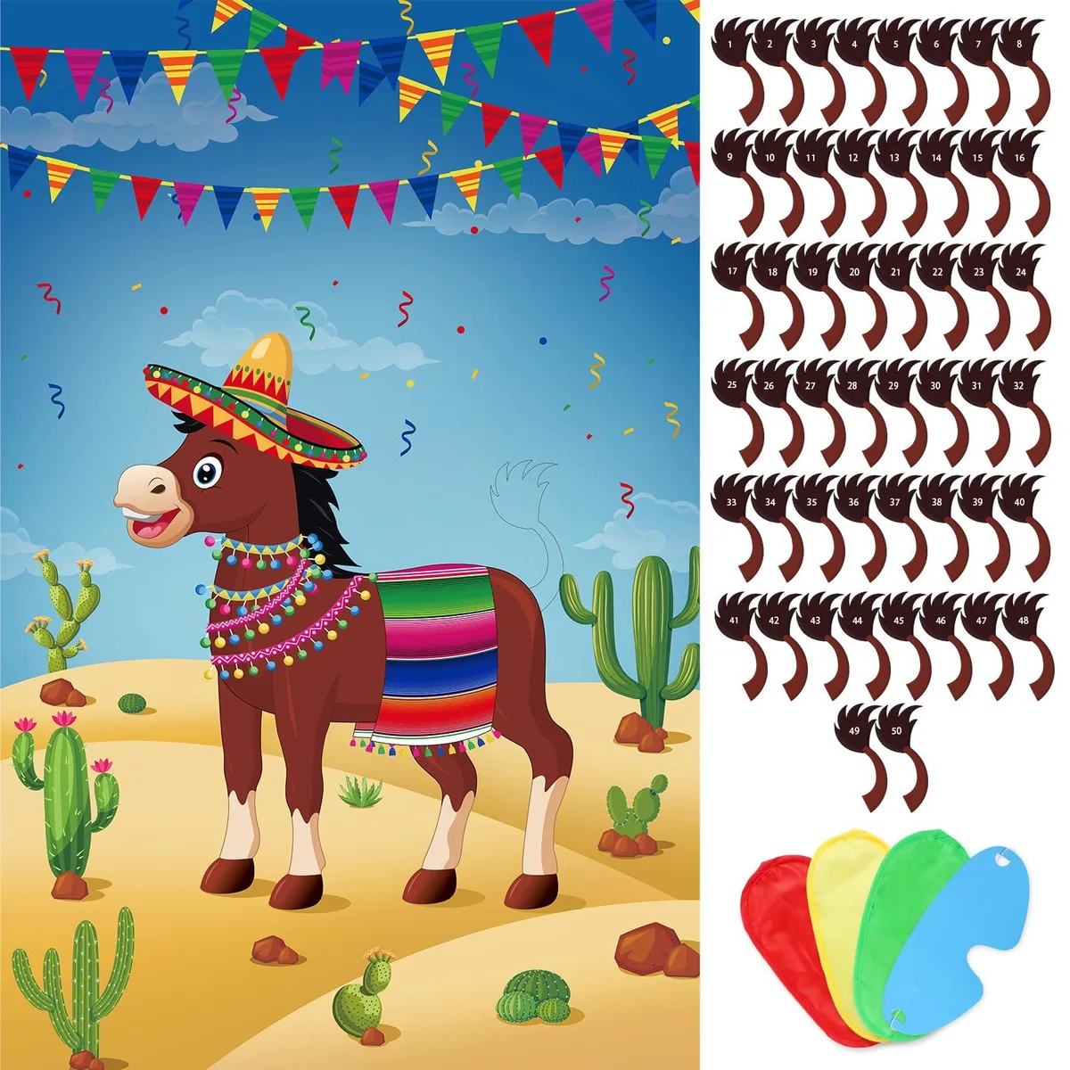  Pin The Tail On The Donkey Game 29x19 in 50 Tails — product photo
