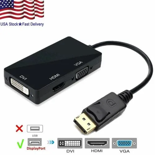 NShi NShi DisplayPort male to HDMI/DVI/VGA female adapter 1080P — product photo