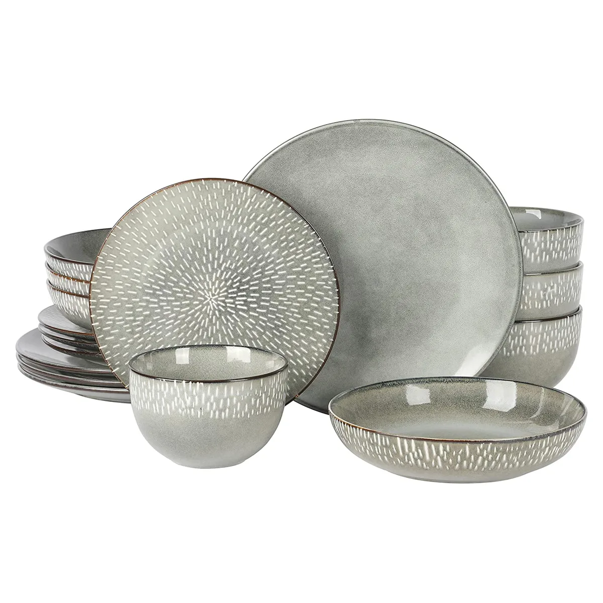 Gibson Elite Gibson Elite 510120137M 16 Piece Stoneware Dinnerware Set Grey — product photo