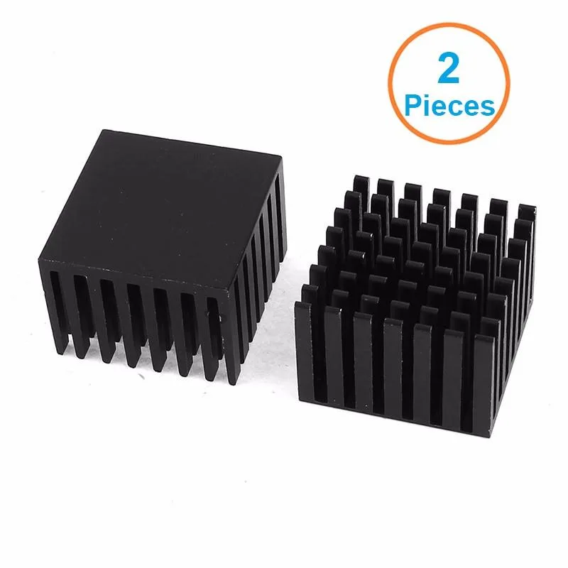 EN-Labs EN-Labs 2pcs Anodized Black Aluminum Heatsink 28x28x20mm DIY Cooling — product photo