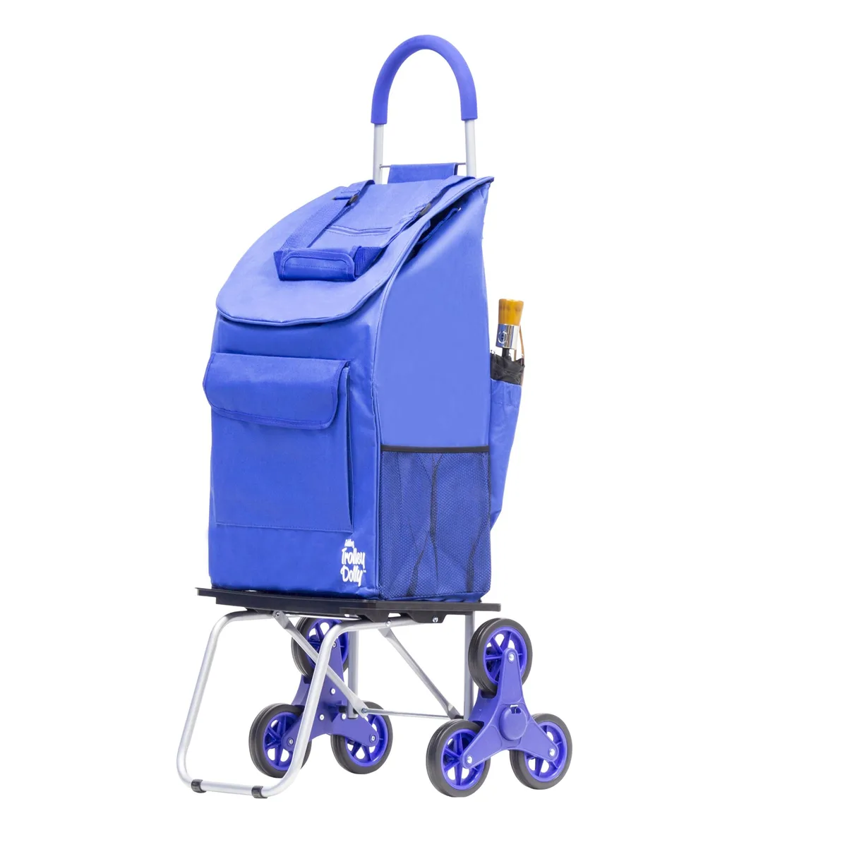  Mind Reader 01-554 Bigger Trolley Dolly Stair Climber Blue 19x18x24 in 200 lb 6 Wheel Foldable Cart — product photo