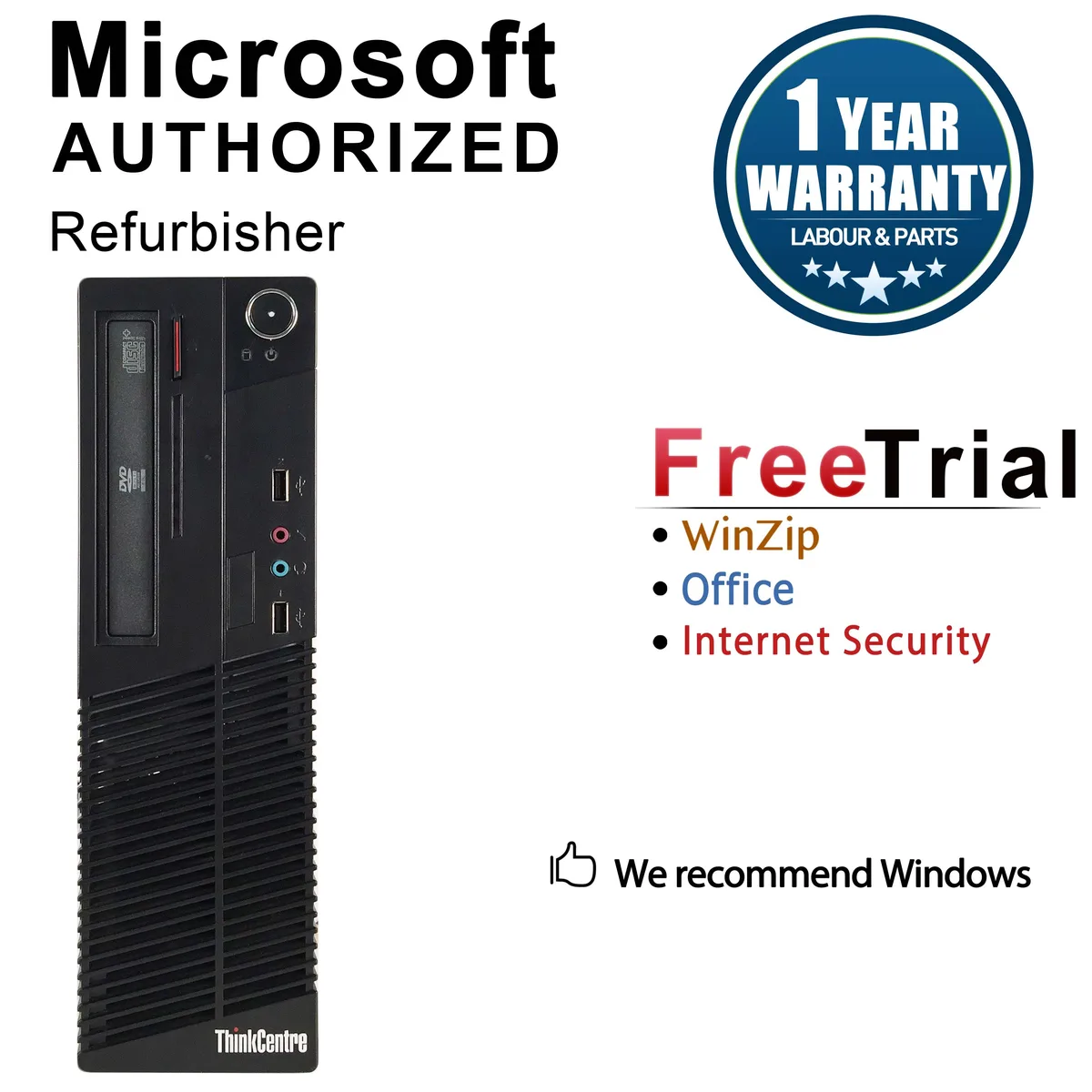 Lenovo Lenovo ThinkCentre M73 17VFLEDT0038 SFF i5-4570 8 GB DDR3 240 GB SSD Windows 10 Pro refurbished — product photo
