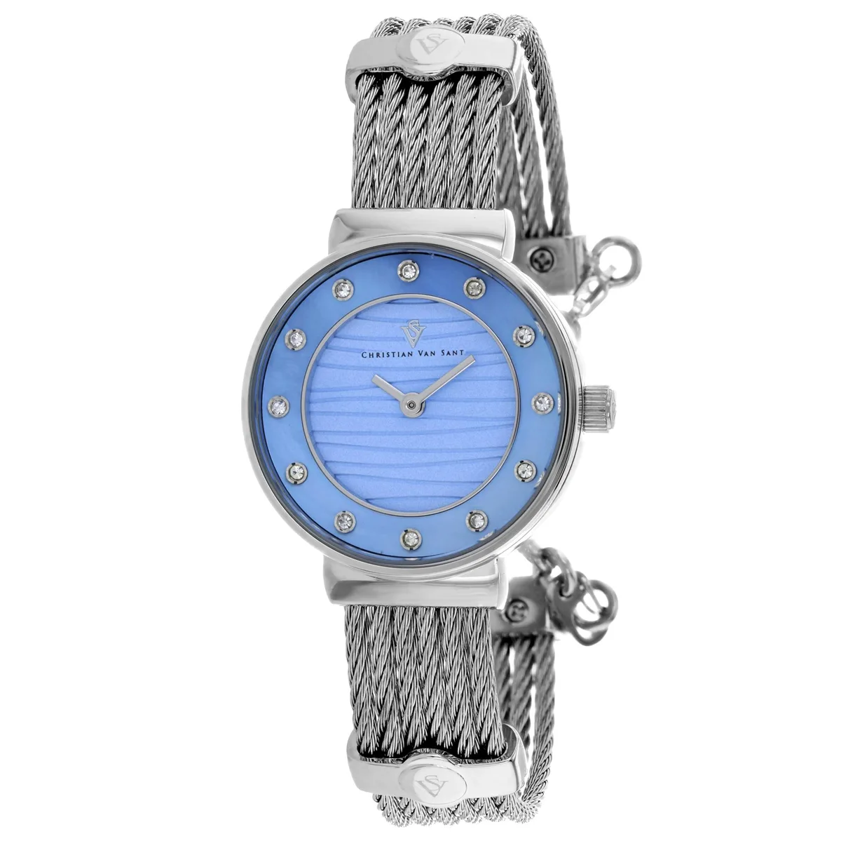 Stainless steel watch with blue dial and matching bracelet