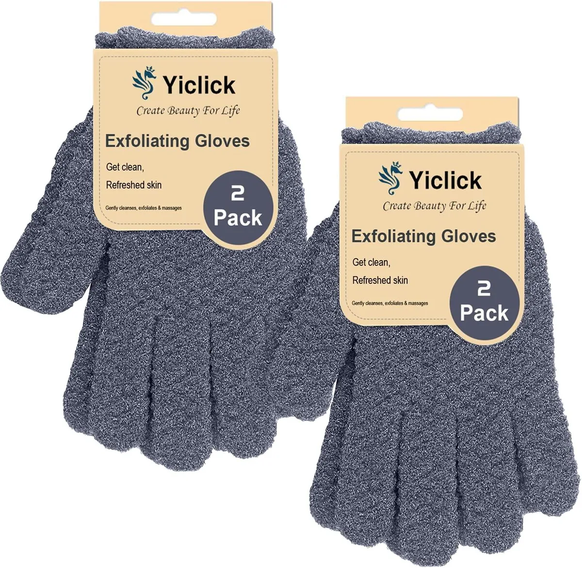  Yiclick Heavy Exfoliating Gloves 4Pcs Grey — product photo