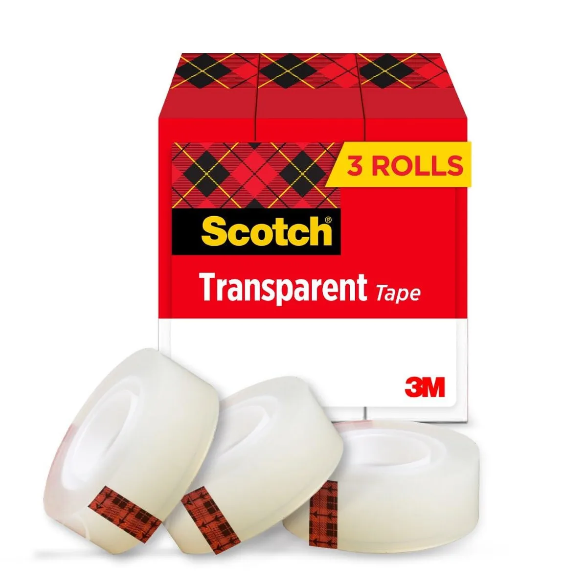  Scotch 600K3 Transparent Tape 3/4 in x 1000 in 3 Boxes fastener — product photo