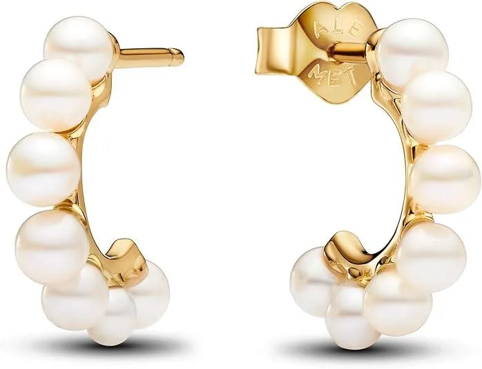 PANDORA PANDORA Treated Freshwater Cultured Pearls Open Hoop Earrings 14k Gold Plated — product photo
