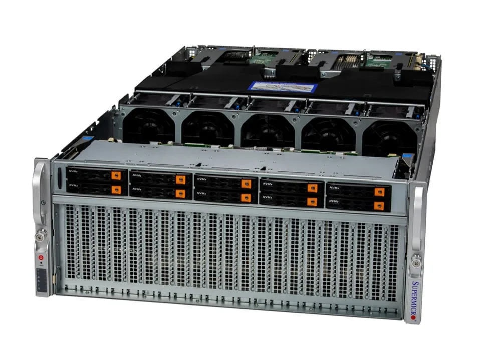 Supermicro Supermicro SYS-420GU-TNXR 4U barebone server, dual Xeon, 32 DDR4 slots, 4 GPU, 10 NVMe bays, 4×3000W — product photo