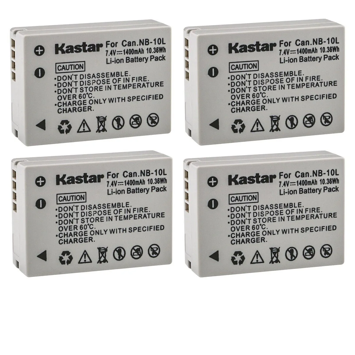 Kastar Kastar NB-10L 4-pack camera battery 7.4V 1400mAh — product photo