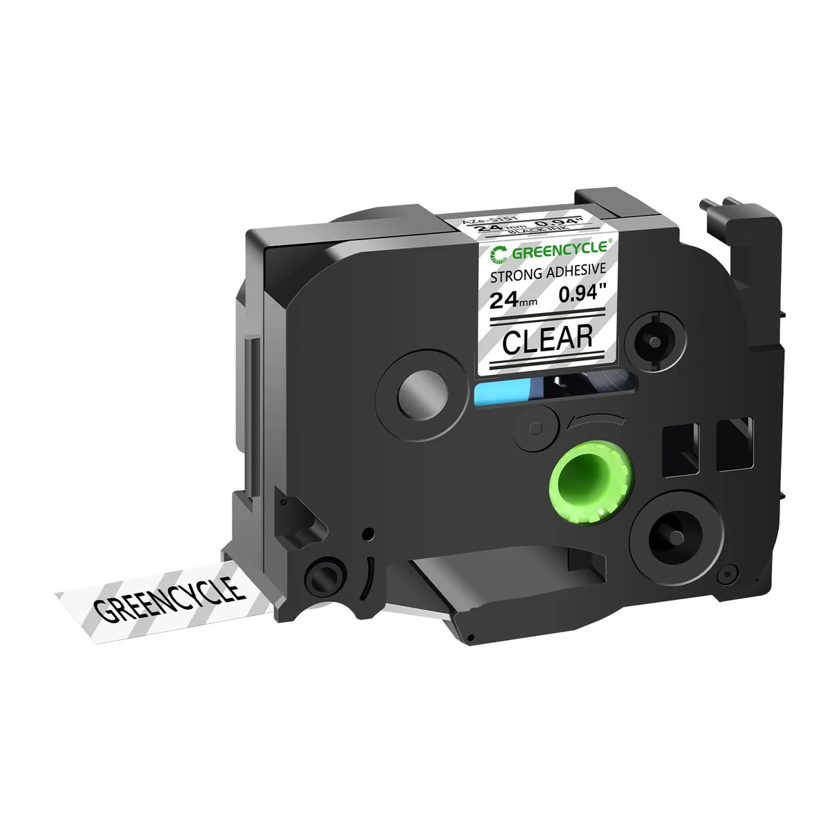 GREENCYCLE GREENCYCLE TZe-S151 24mm 26.2ft Black on Clear labelmaker tape — product photo