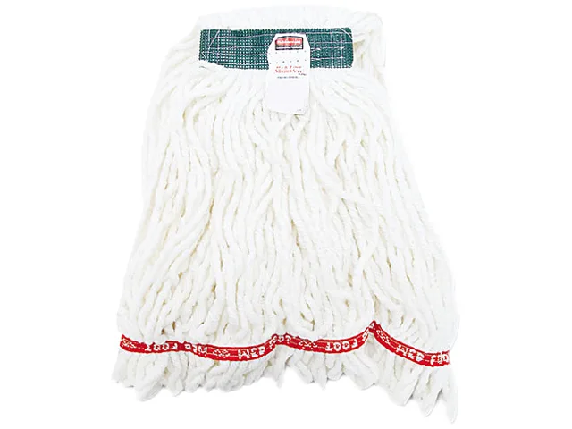 Rubbermaid Commercial Rubbermaid Commercial A21206WHI Web Foot Shrinkless Looped-End Wet Mop Head, Medium, White — product photo