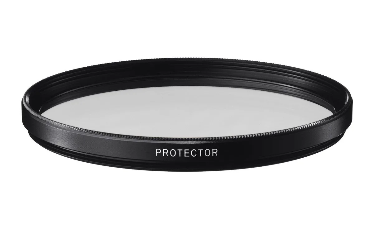 Clear 77mm circular camera filter with thin metal ring