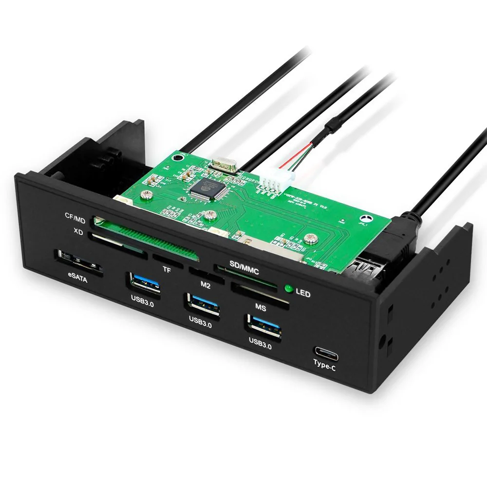 EN-Labs EN-Labs 5.25" Internal Card Reader USB 2.0 3×USB 3.0 Type-C eSATA Black — product photo