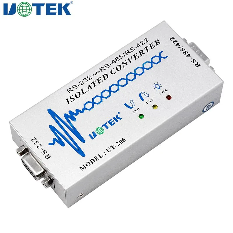 UOTEK UOTEK UT-206 RS-232 to RS-422/485 Data Converter DB9 Female Male Isolated 2500Vrms 600W Surge Protection — product photo