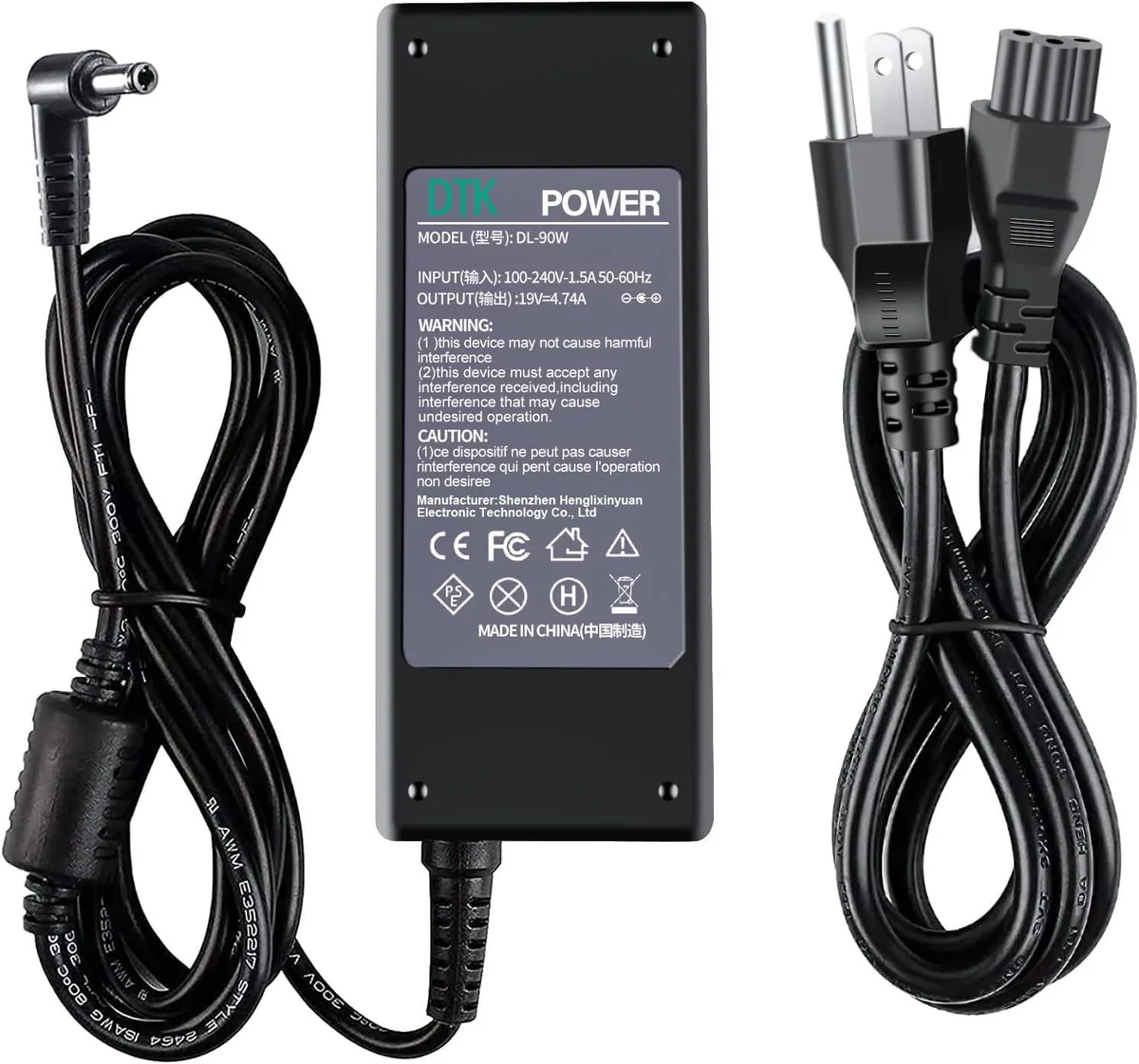 DTK DL-90W 19V 4.74A 90W AC Adapter 5.5 x 2.5mm — product photo
