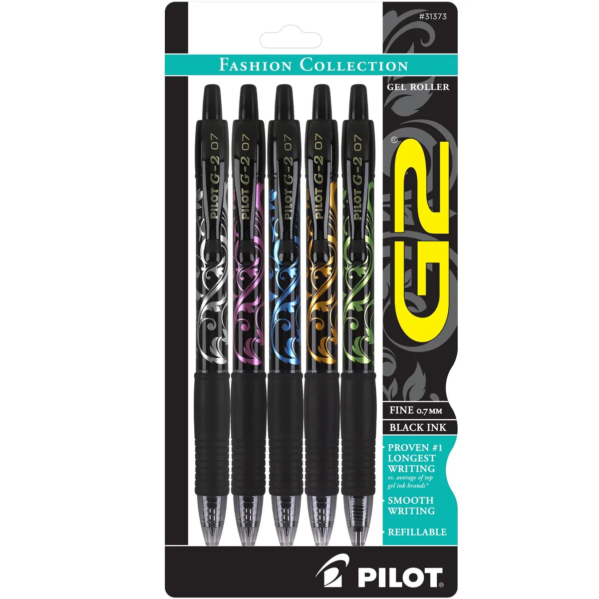  Pilot G2 Premium Refillable Retractable Gel Pen Fine Point 0.7 mm Blue Leather 5-Pack — product photo