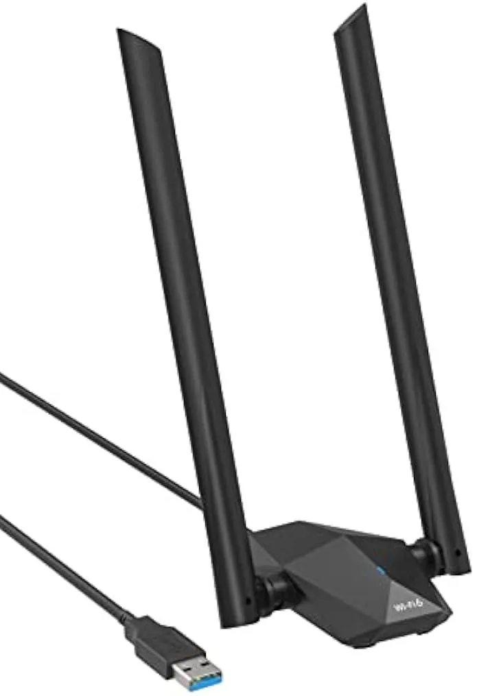 TAURKENAM TAURKENAM AX1800 USB Wi-Fi 6 Adapter Dual Band 1201Mbps 574Mbps 2 Antennas 3.3ft Cable — product photo