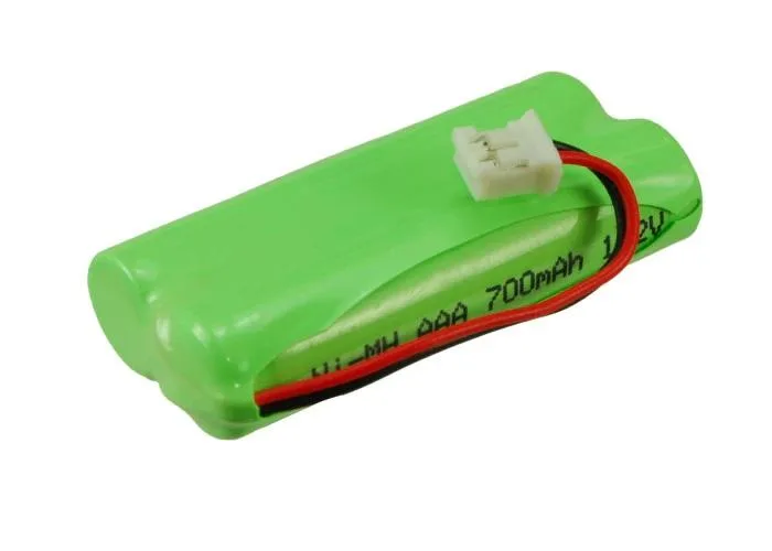 Rectangular replacement battery pack with black plastic casing and label
