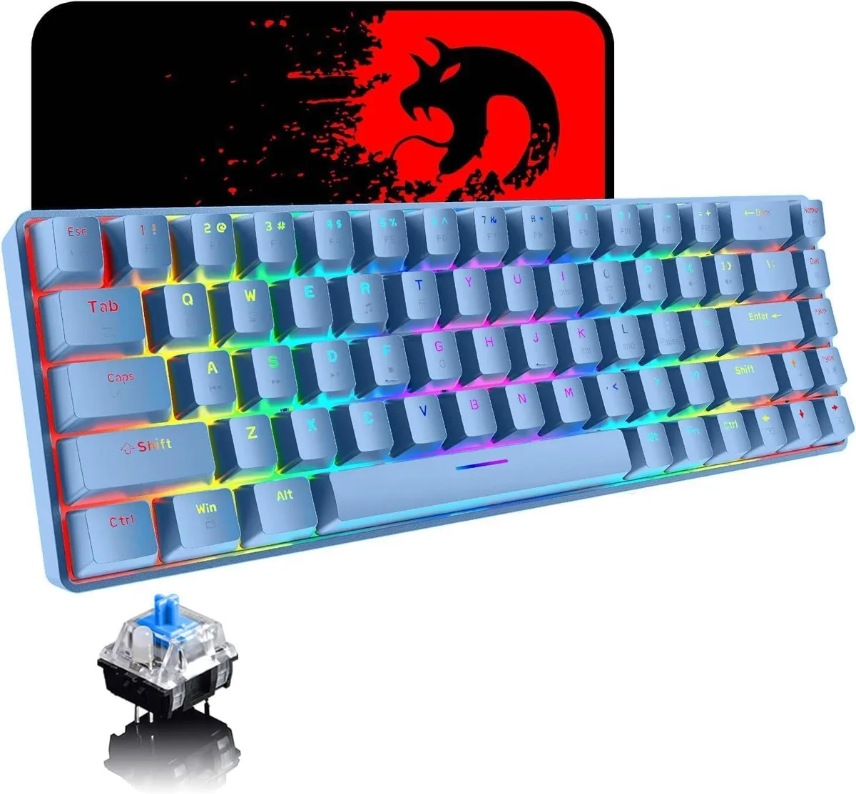 usbroway usbroway 65% 68-Key Wired Gaming Keyboard &amp; Mouse Combo Blue Switch — product photo